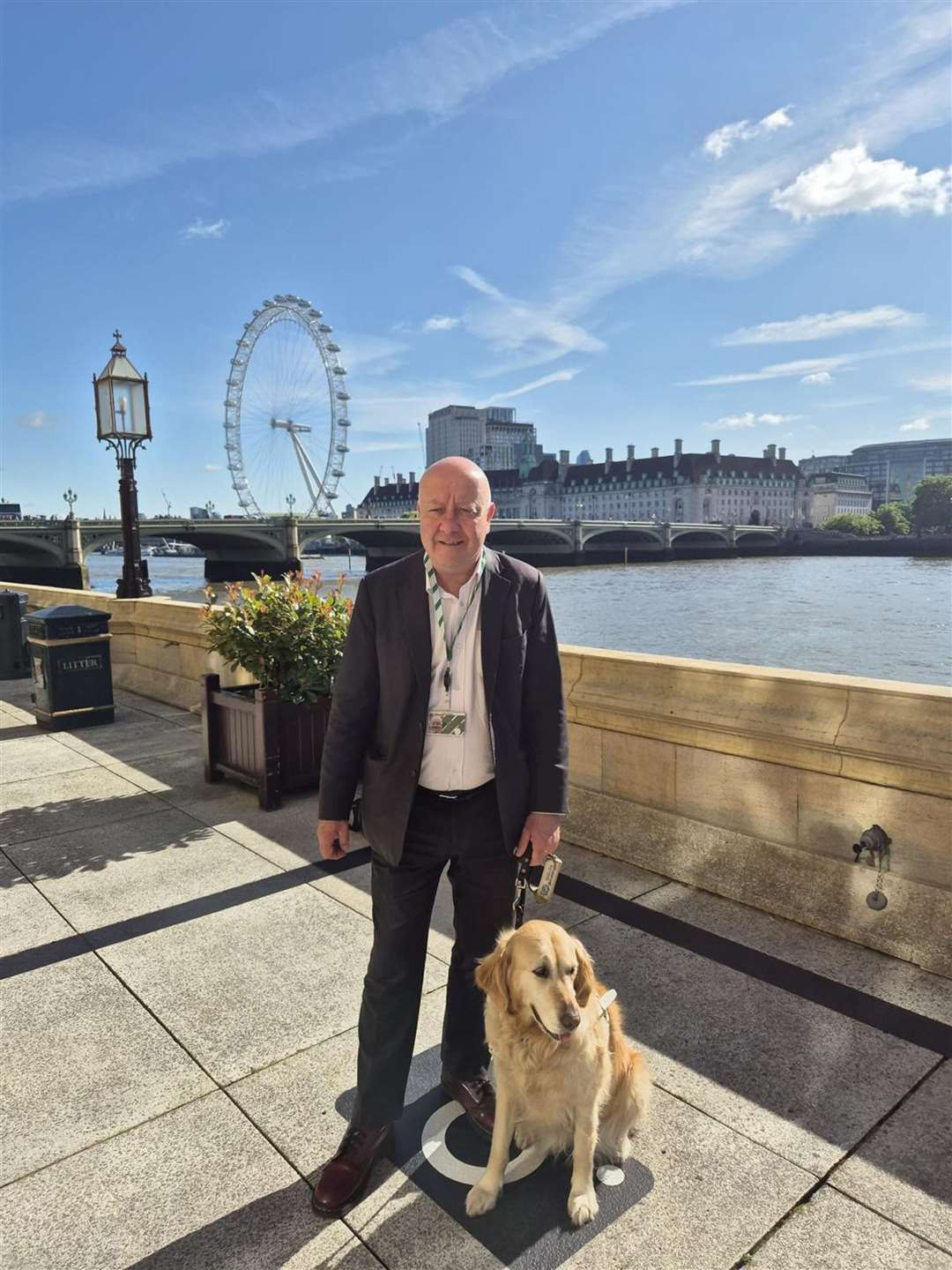 Steve Darling, the Liberal Democrat MP for Torbay, with his guide dog Jennie (Liberal Democrats)