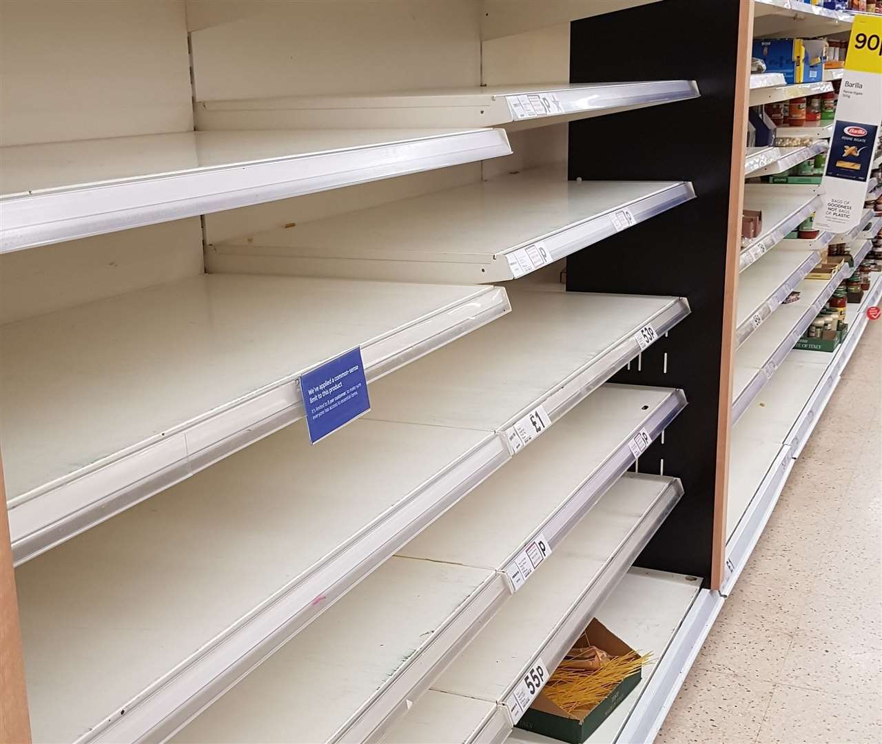 Shelves in Tesco Gillingham stripped bare. Picture: Chris Moffatt