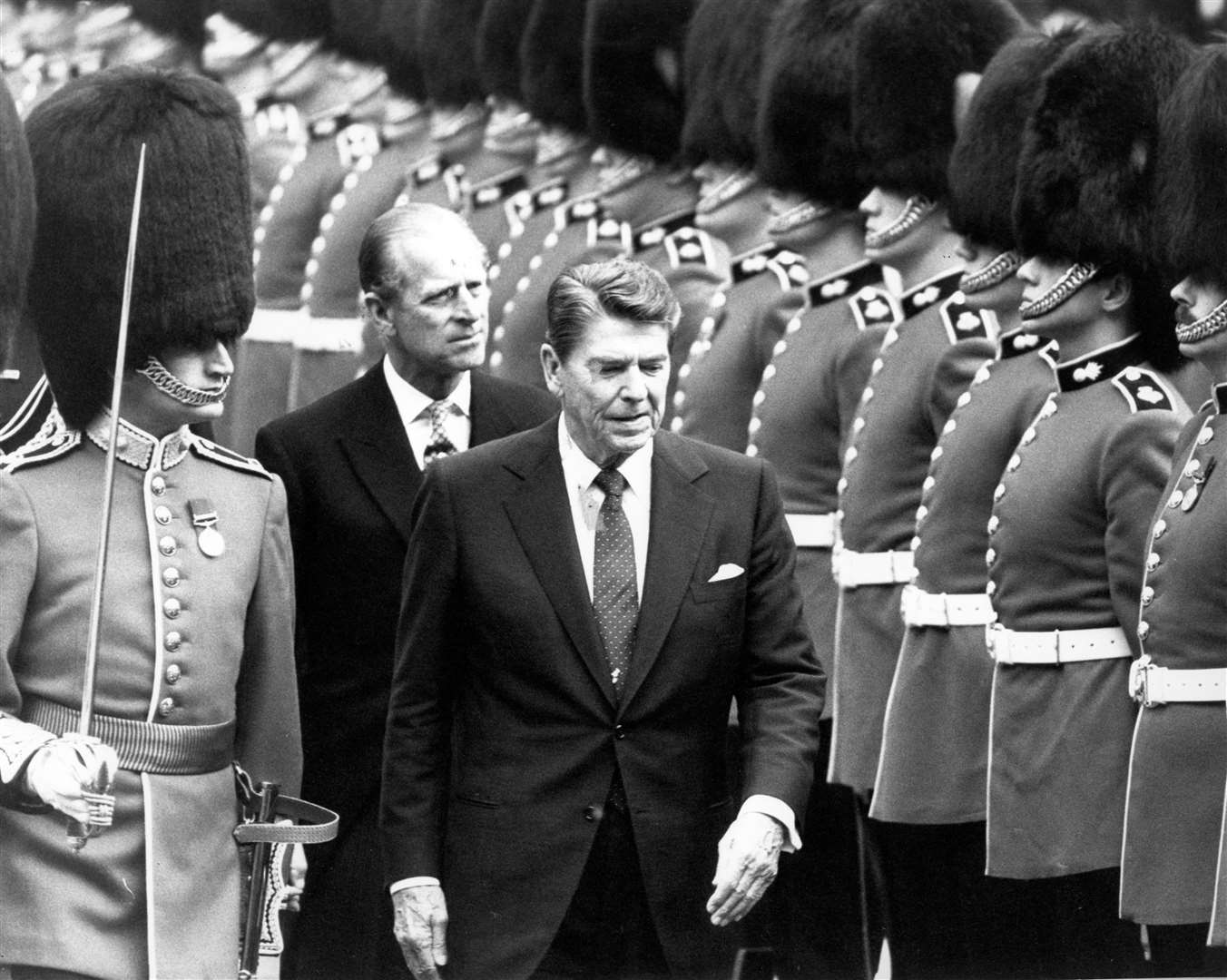 President Ronald Reagan inspecting the honour guard of the Grenadier Guards at Windsor Castle (Archive/PA)