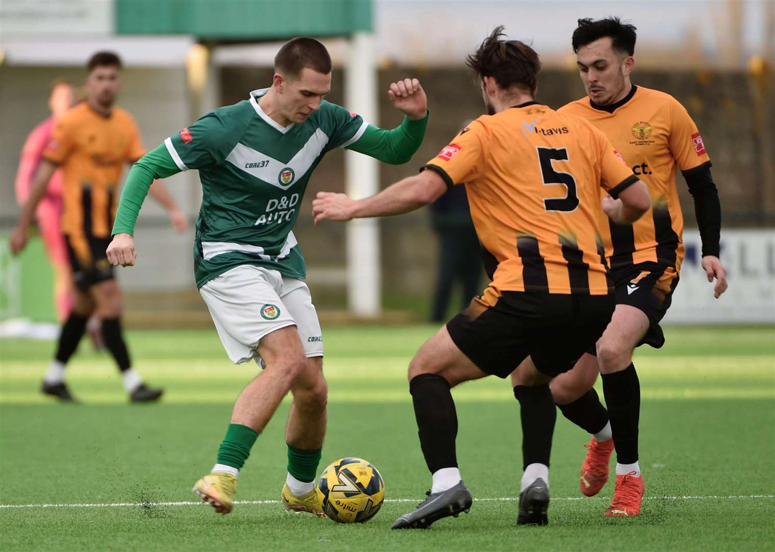 Ashford United try to find a way through against East Grinstead on Saturday. Picture: Ian Scammell.