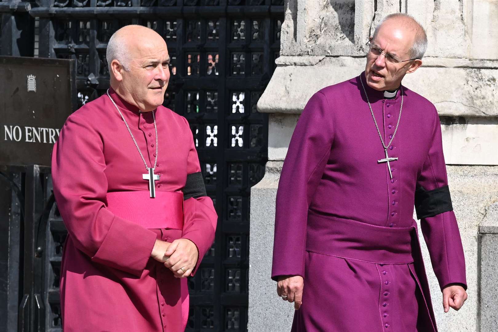 The Archbishop of York Stephen Cottrell, will become temporary leader of the Church in England in place of the outgoing Archbishop of Canterbury Justin Welby, right (Justin Tallis/PA)