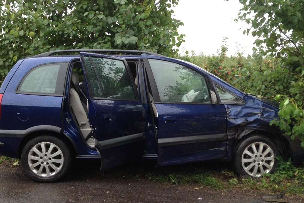 The crashed Vauxhall Zafira in which Joanne Tarvit was travelling