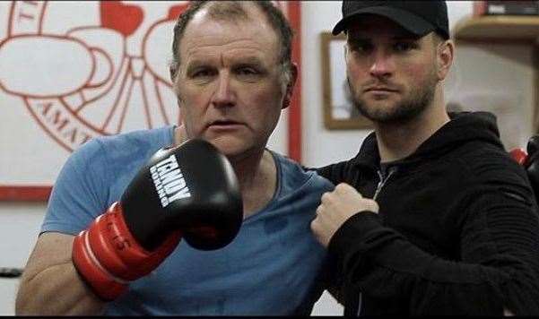 Louis Findlay's personal friend Richie Lamb was drafted in to play his on screen dad and personal trainer. Photo: Louis Findlay/No Mercy