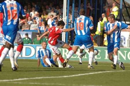 Zheng Zhi drills home Charlton's equaliser. Picture: BARRY GOODWIN