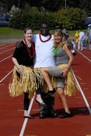 Sharon McGiluray, Joe Odam and Trish Harding were among those who took part in the first Relay for Life in Canterbury. Picture: Barry Duffield