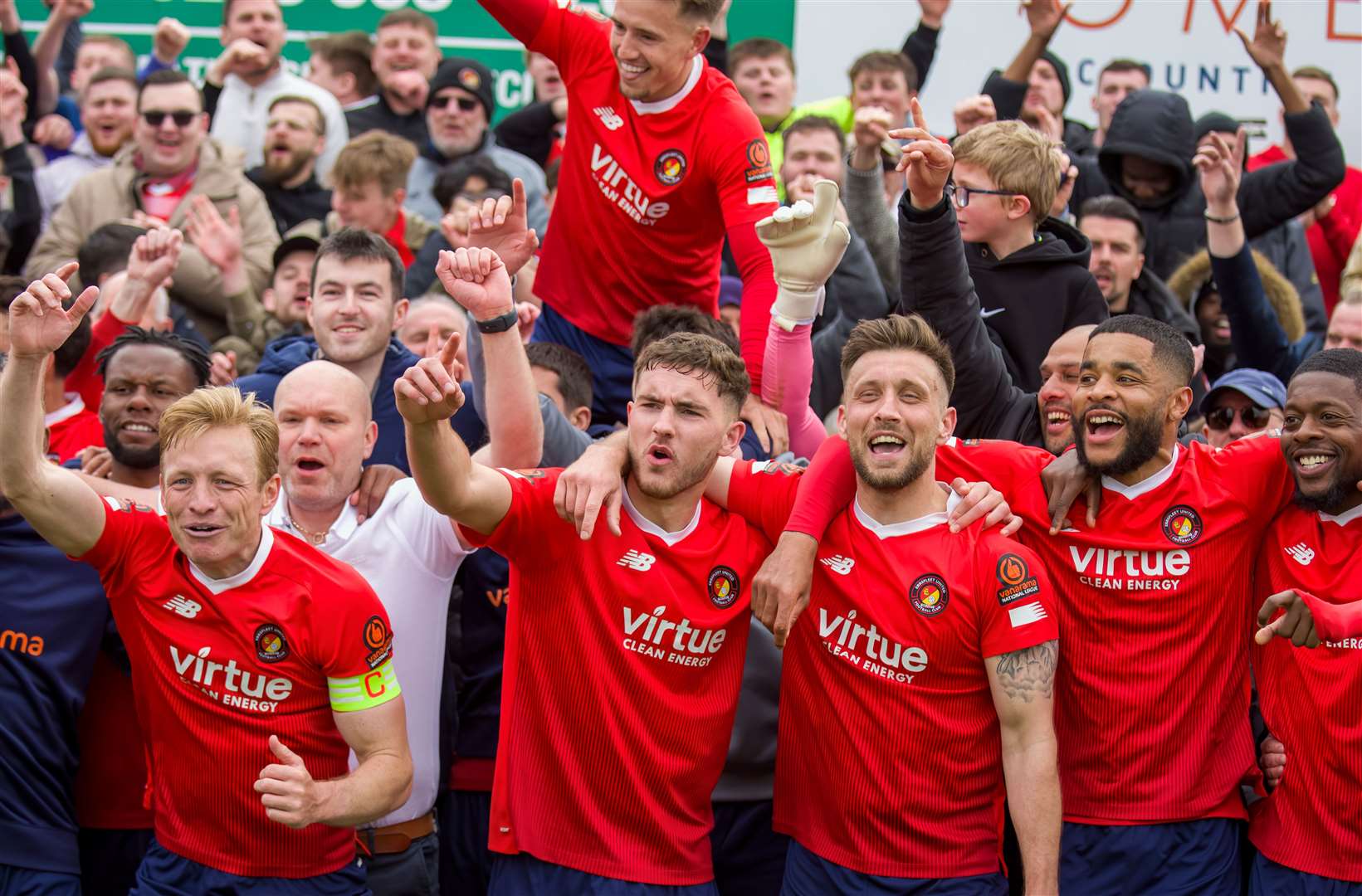 There was joy for Ebbsfleet as they avoided National League relegation on the final day of the season. Picture: Ed Miller/EUFC