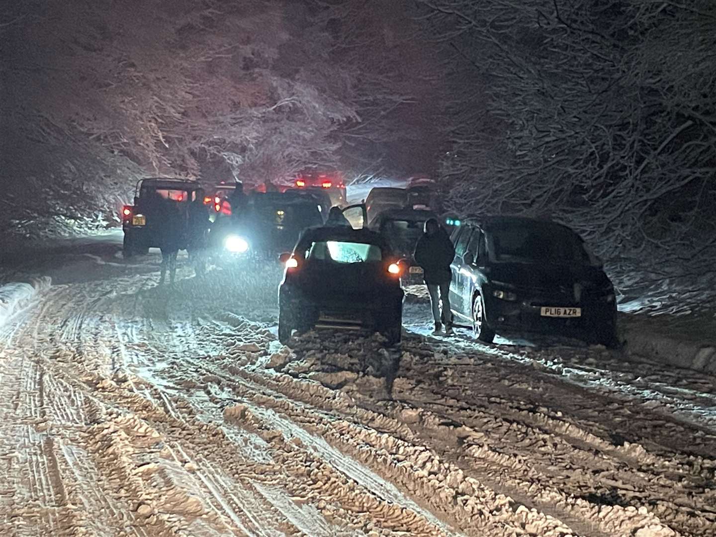 Cars were abandoned on the A22 near East Grinstead on Sunday night (Jane Kirby/PA)