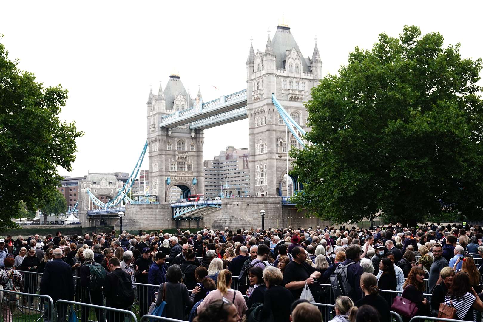 Members of the public in the queue at Potters Fields Park, central London as the wait to see the Queen lying in state reached more than 24 hours at times (Aaron Chown/PA)