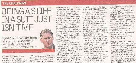 Simon Jordan wrote his comments in his column in The Observer