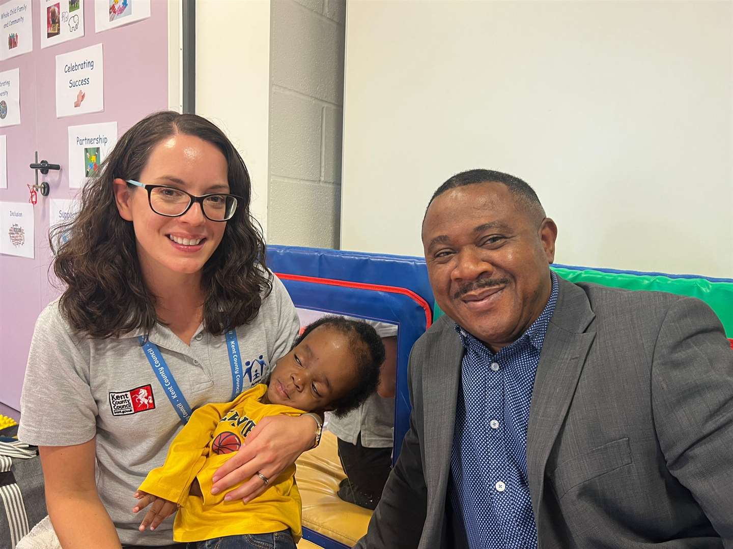 From left: Portage practitioner Naomi Nice, Nathan, and dad Steve Ikebuwa