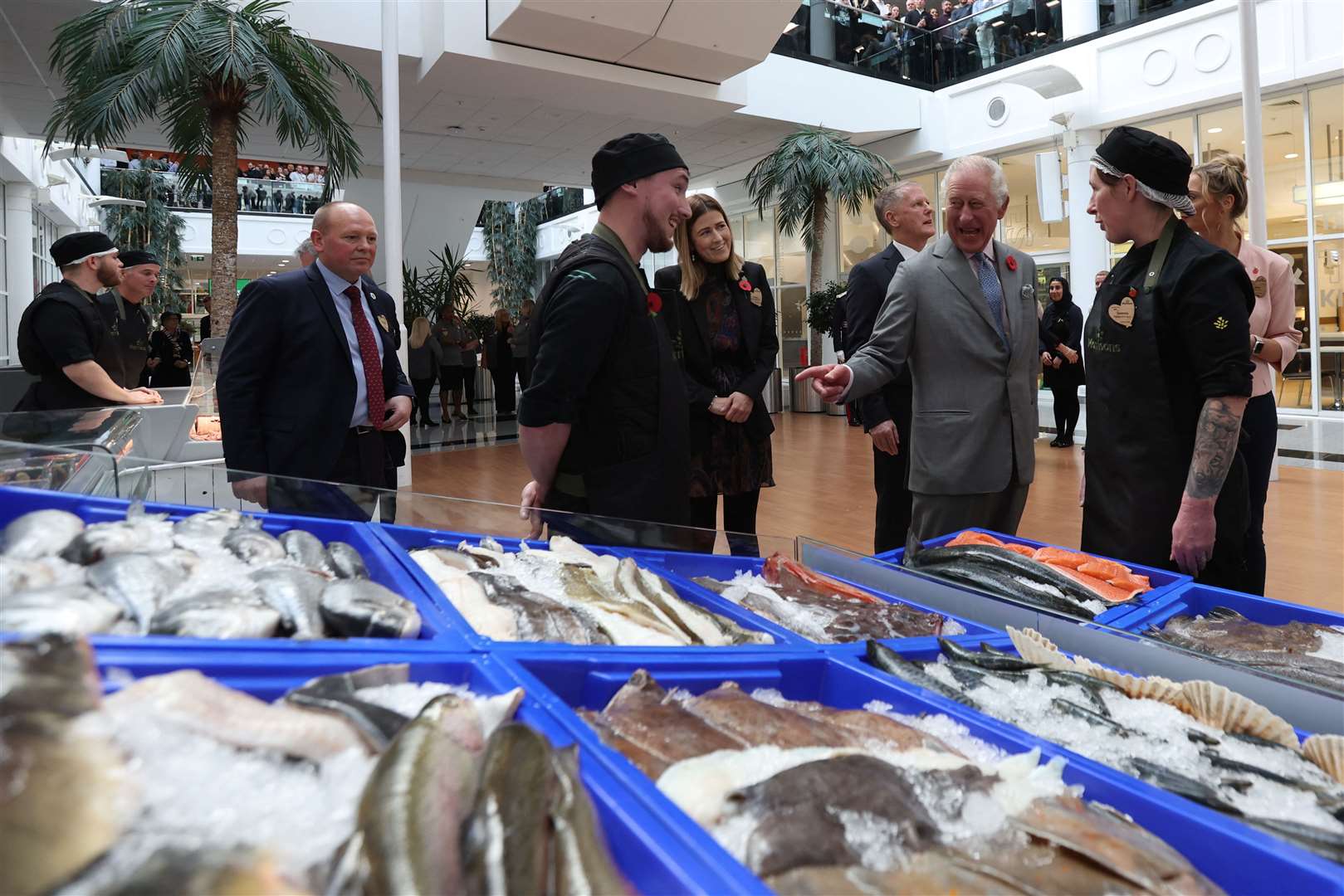 The King meets members at Morrisons in Bradford (Russell Cheyne/PA)