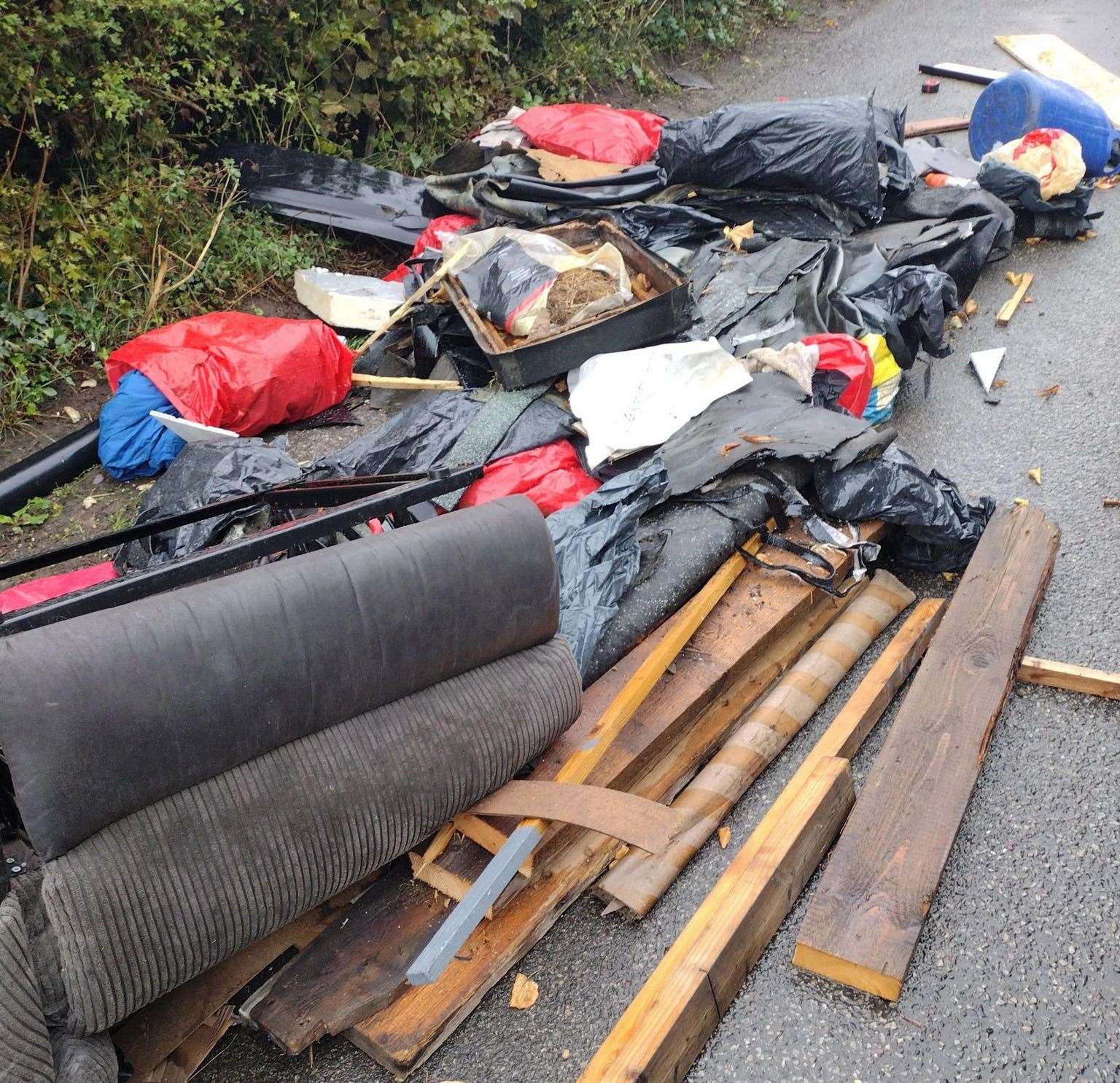 Thanet District Council is investigating fly-tipping which happened in Park Road in Birchington. Picture: Thanet District Council