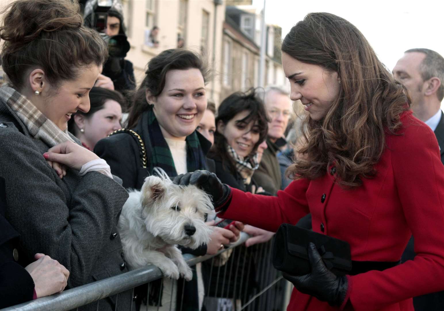 During a walkabout, Kate met a four-legged friend in the crowd ((David Cheskin/PA)