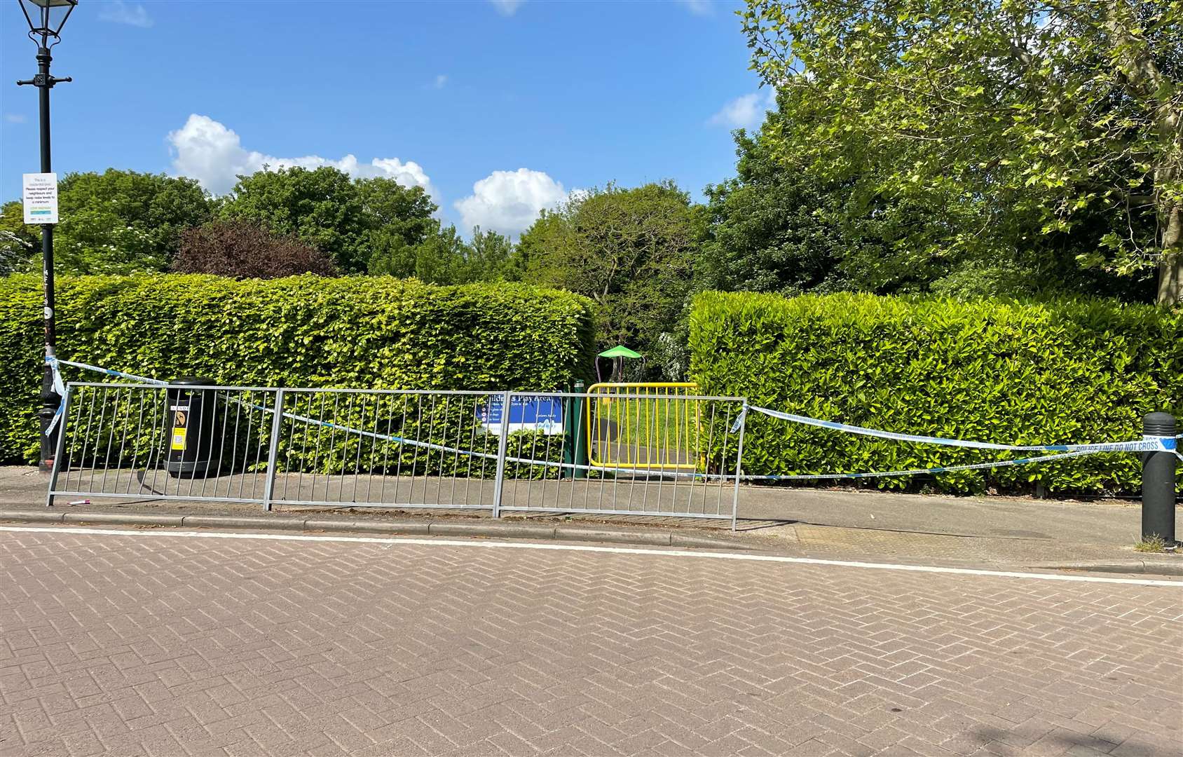 The play park has been closed off today