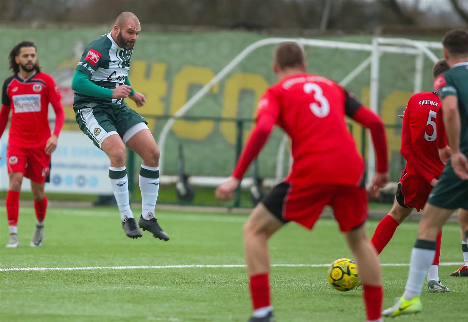 Gary Lockyer in action for Ashford before his first-half dismissal. Picture: Ian Scammell