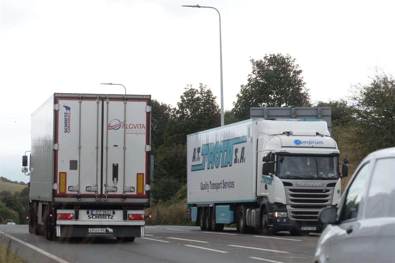 Traffic on the A2 Jubilee Way leading down to the Dover Eastern Docks. Picture: Chris Davey.