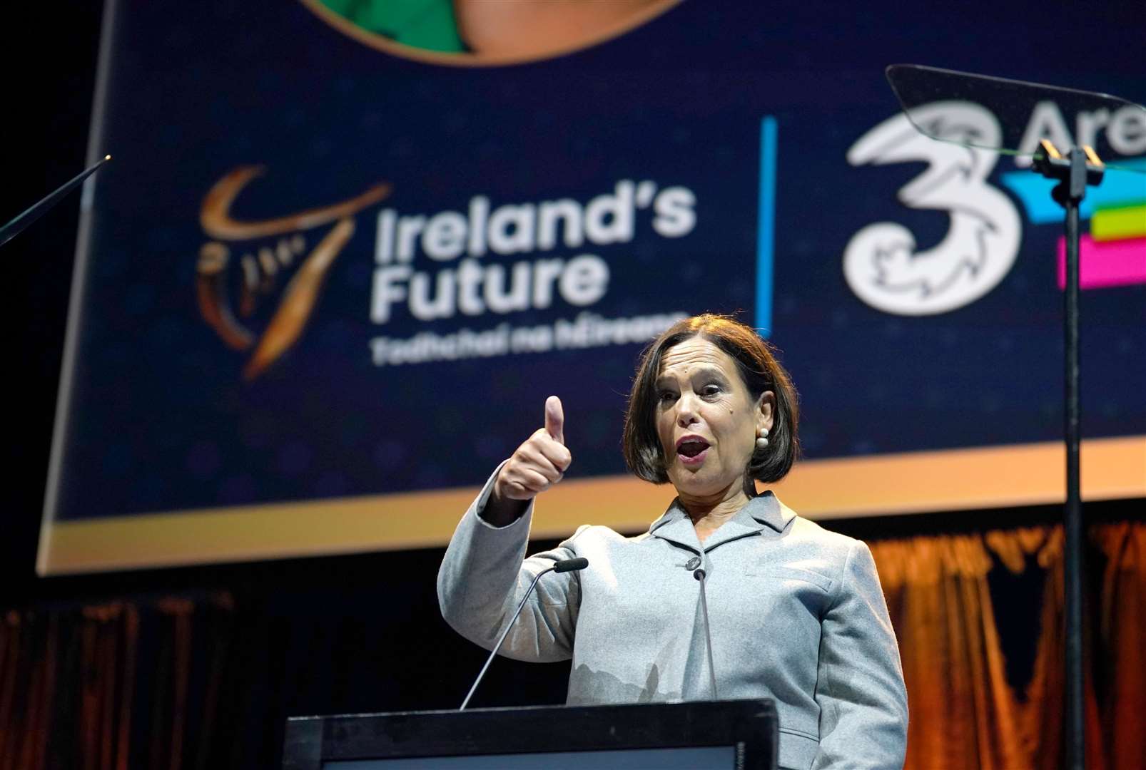 Sinn Fein leader Mary Lou McDonald speaks at a rally for Irish unification (Niall Carson/PA)