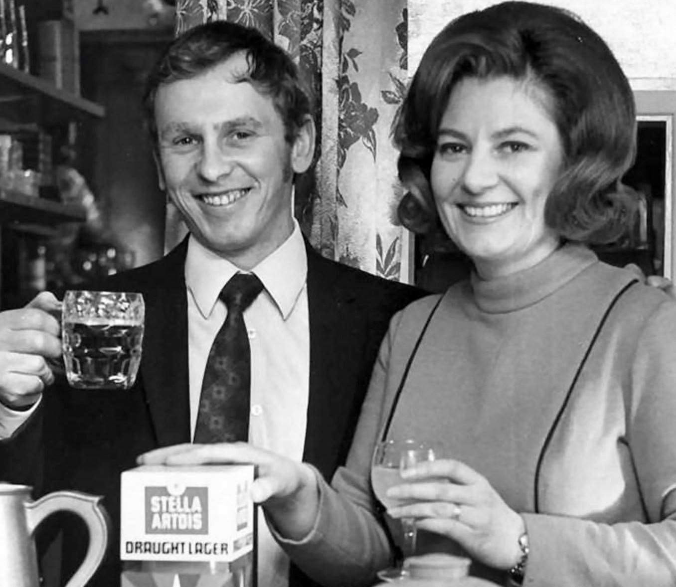 Graham and Ann Moore, landlords of the King's Arms in Headcorn, pictured in January 1974