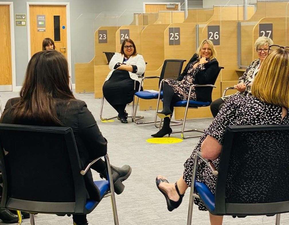 Mims Davies MP, Minister for Employment with colleagues at new Maidstone Jobcentre Plus. Picture: DWP (52030118)