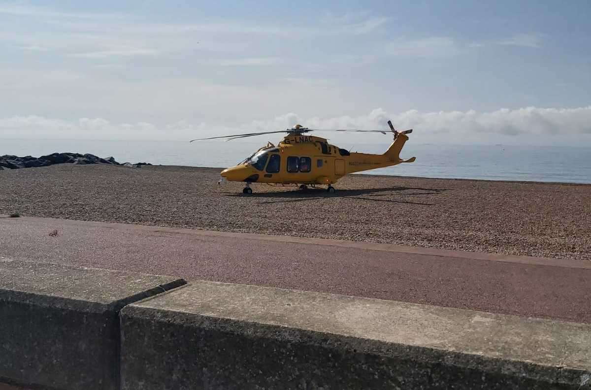 The air ambulance landed on the beach