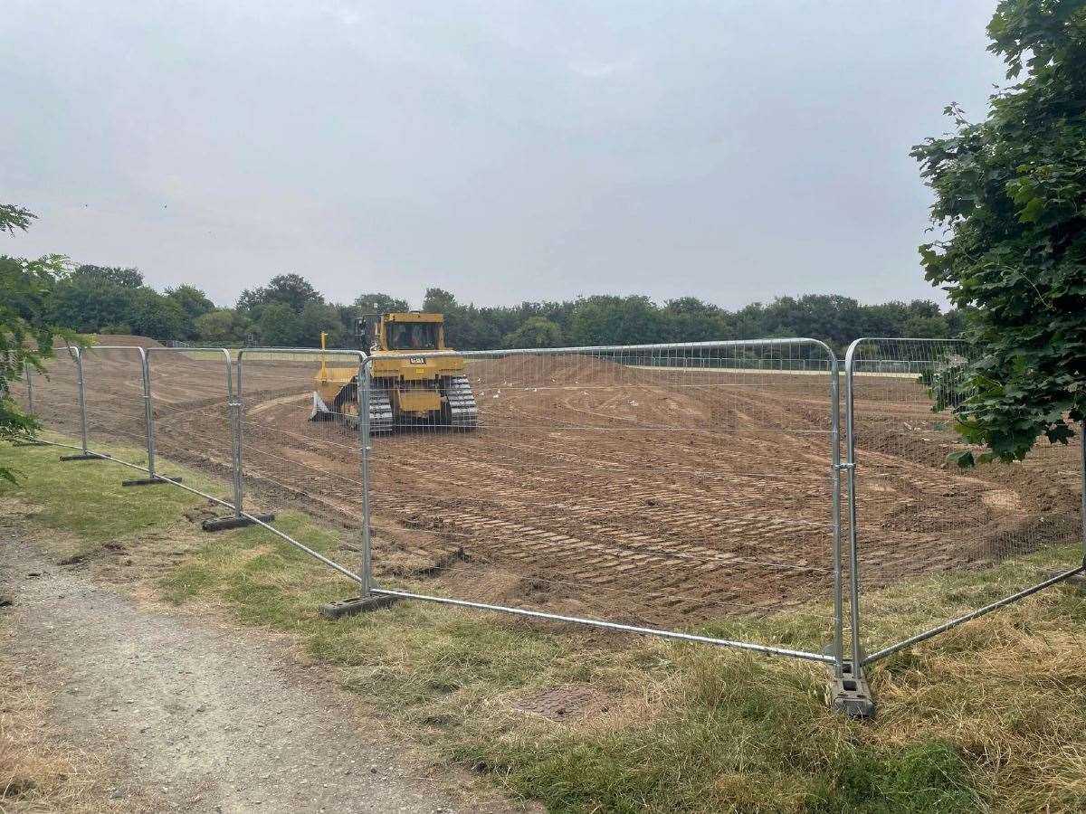 Work has started to level off the football pitch. Picture: Gravesham Borough Council