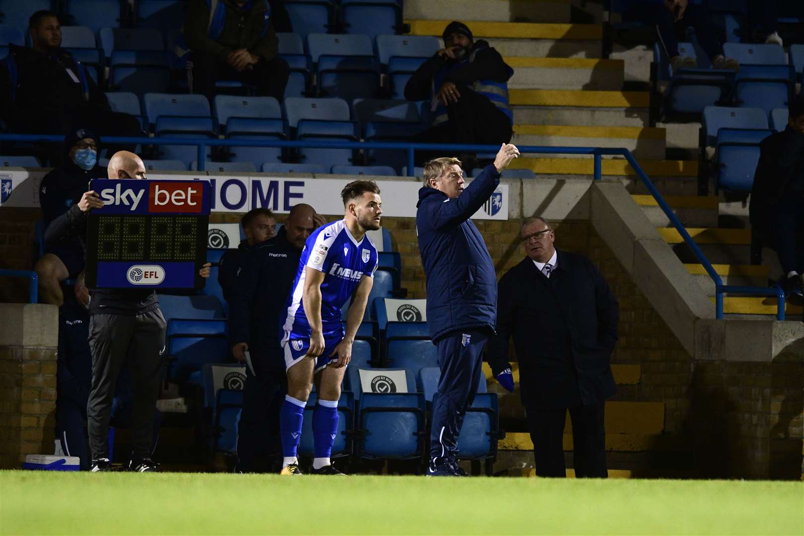 Alex MacDonald comes on as a substitute for Gillingham Picture: Barry Goodwin