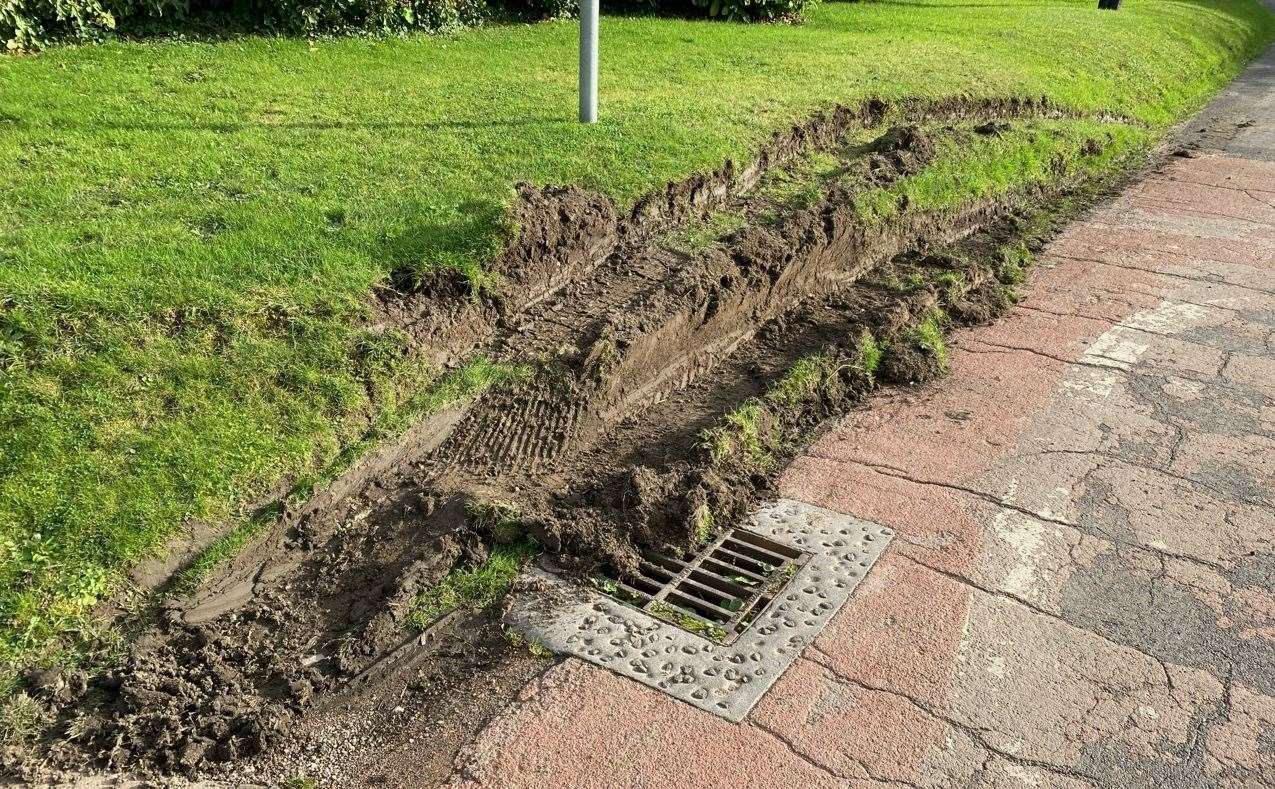 This verge outside Linda Arthur's home in Kingsford Street was churned up recently