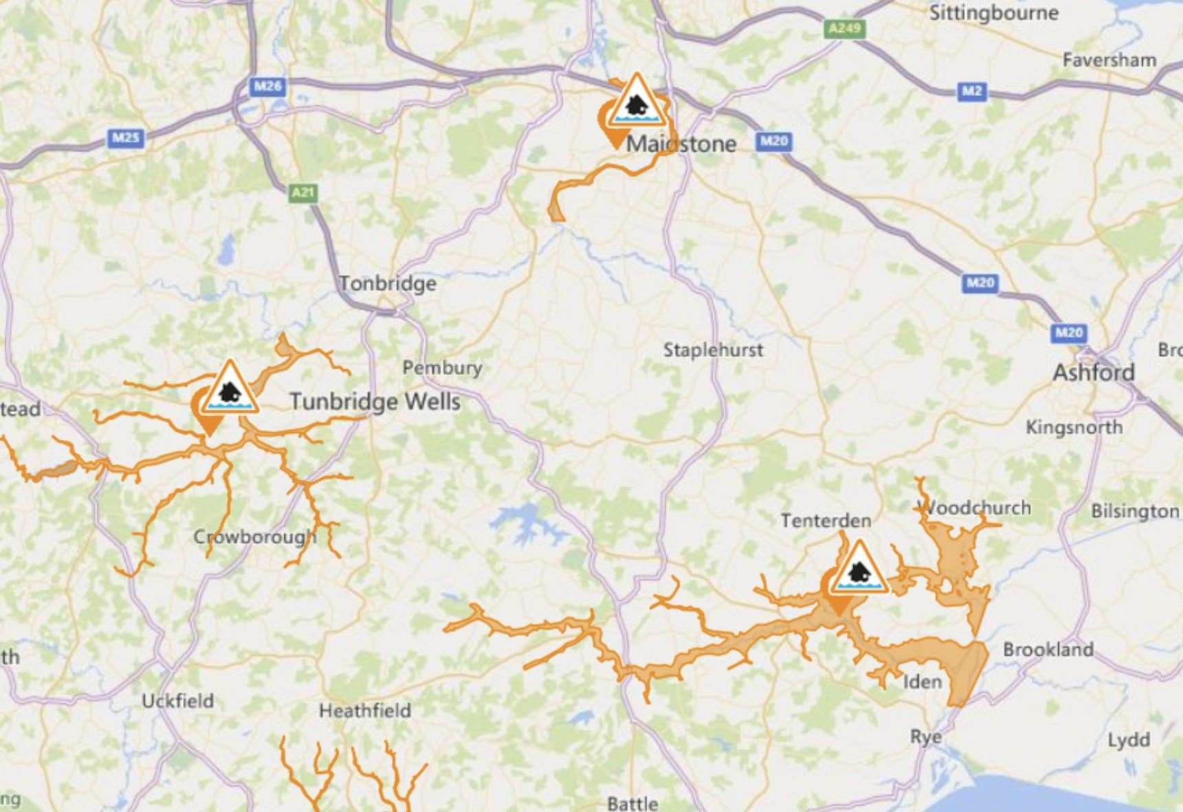 Flooding possible in Maidstone, Tunbridge Wells and Tenterden as water ...