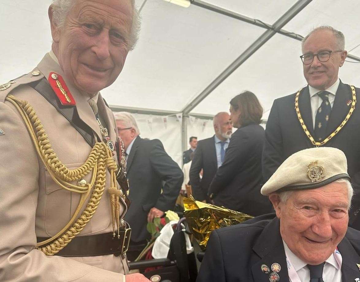 D-Day hero Roy Harrison meeting King Charles