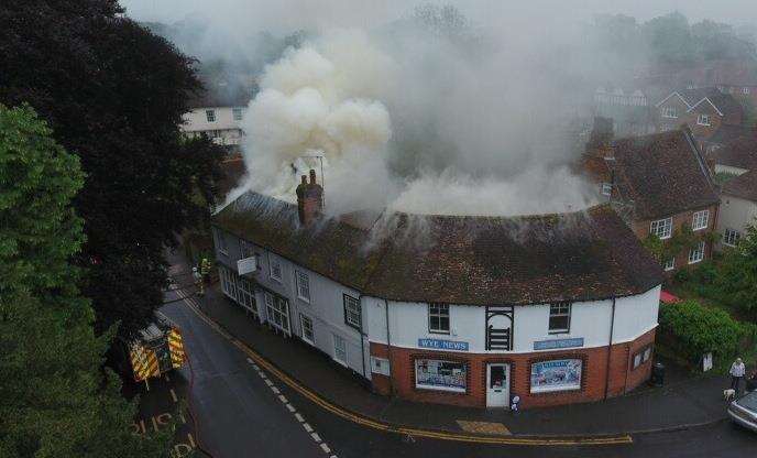 A drone picture of the fire. Picture: Geoff Jones