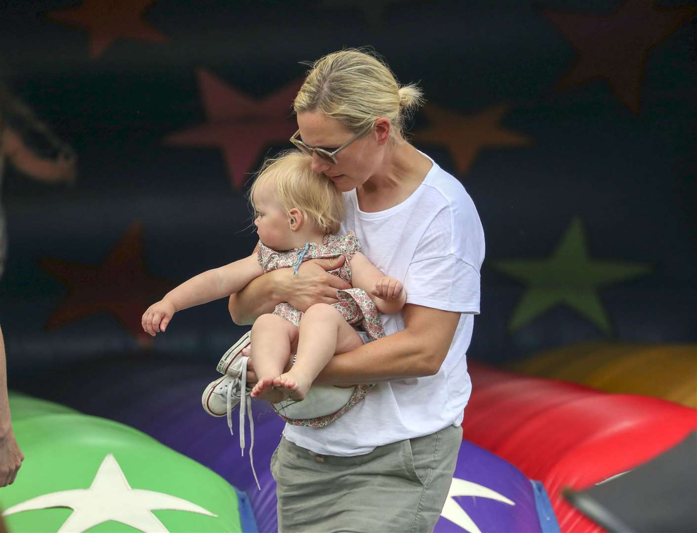 Zara Tindall with her daughter Lena during the Festival of British Eventing at Gatcombe Park in 2019 (Steve Parsons/PA)