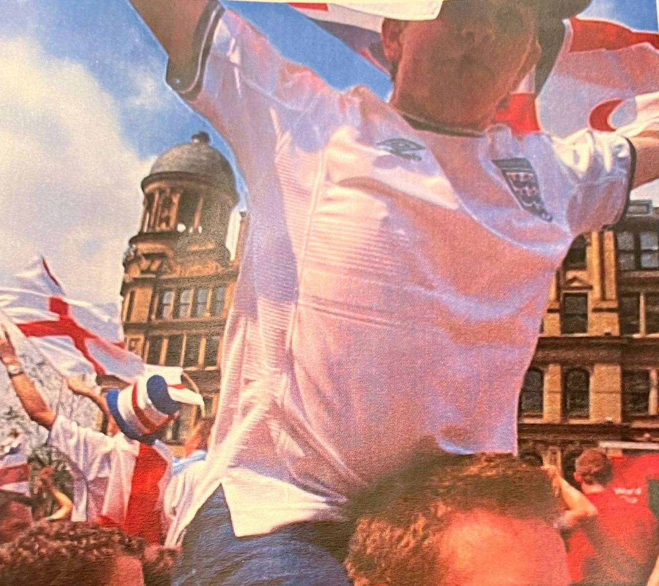 A young Rhys Griffiths supporting England in 2002