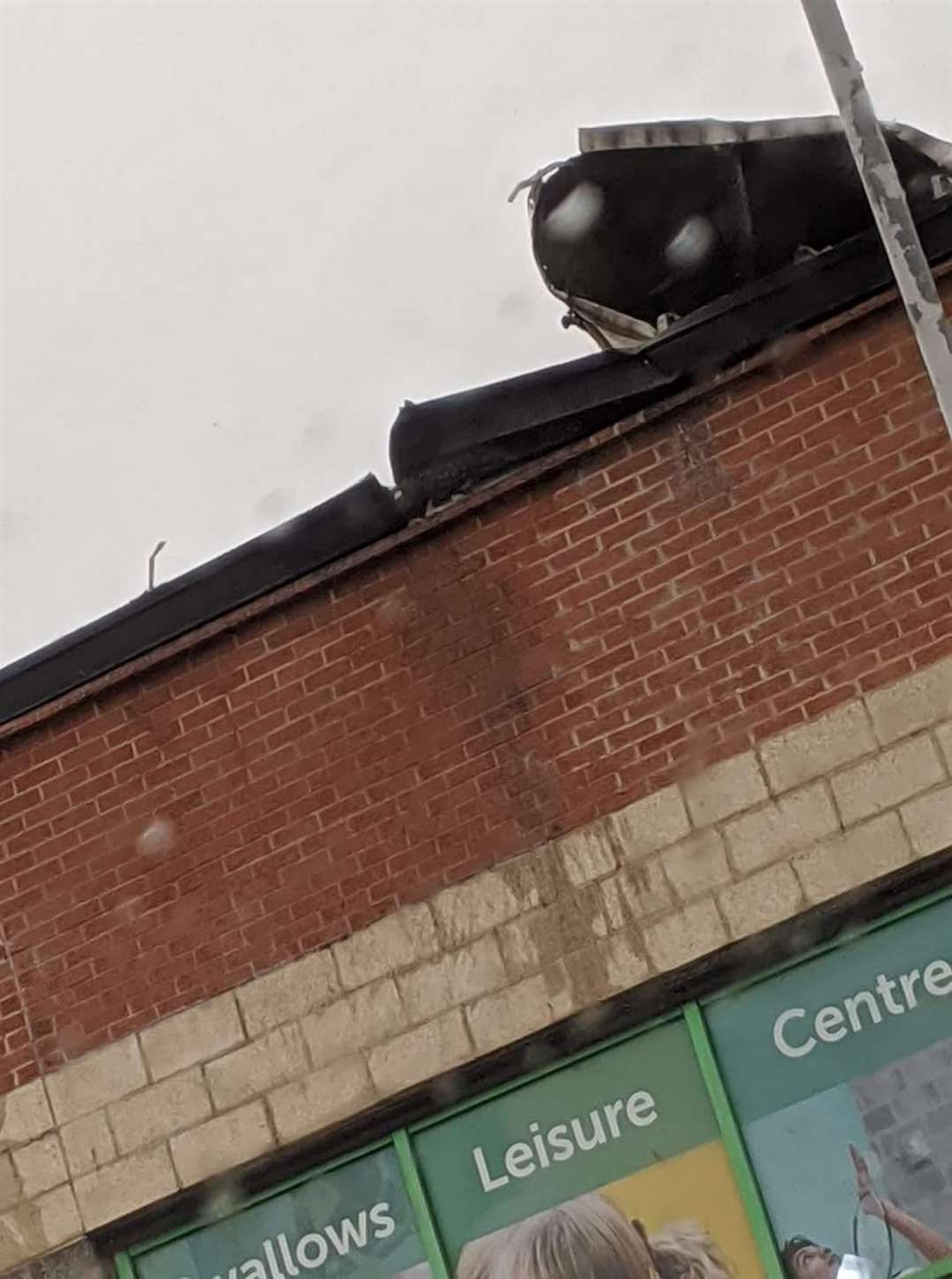 Part of the roof came off at Swallows Leisure Centre in Sittingbourne