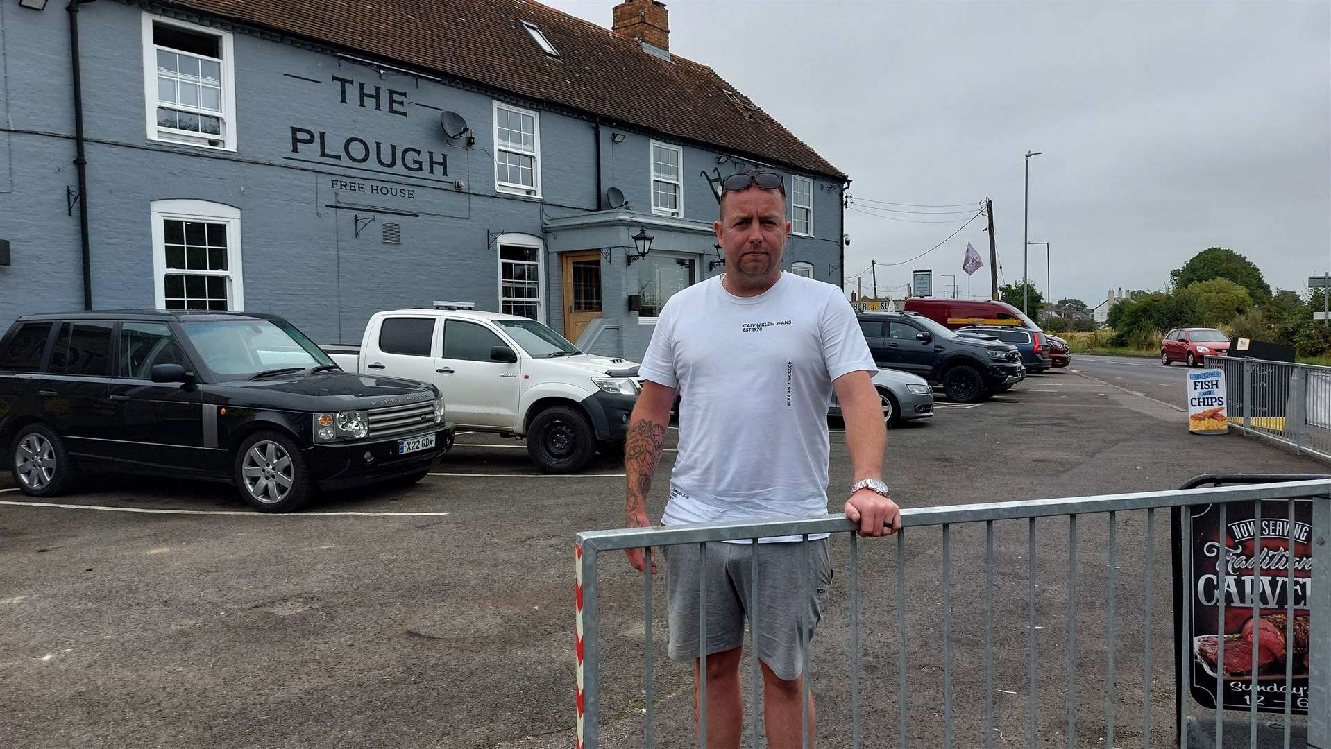 Dean Miller installed a metal barrier outside The Plough in New Romney last year to 'protect pedestrians'