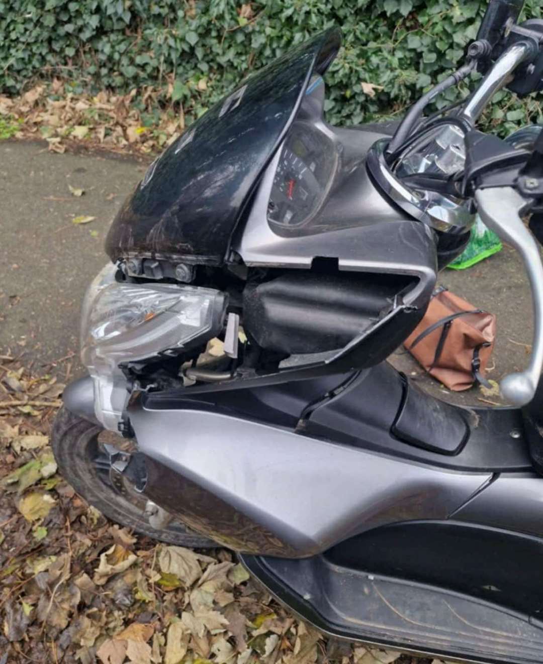 Andrew Herbert says his moped has been 'completely written off'. Picture: Andrew Herbert