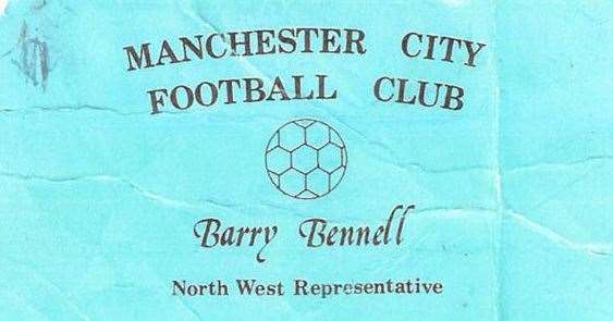 A business card given out by Barry Bennell in which he describes himself as Manchester City’s ‘north-west representative’ (Handout/PA)