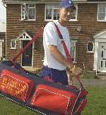 BACK HOME: Joe Denley arrives back in Whitstable after his testing tour with England Under-19s. Picture: TERRY SCOTT