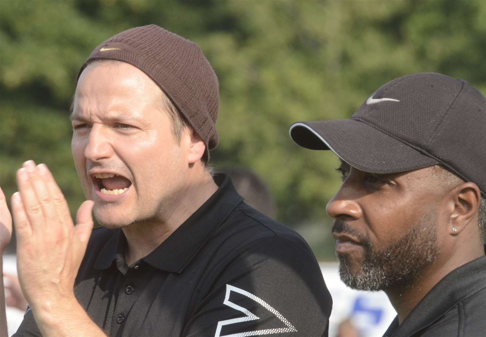 New Faversham joint-managers John Embery and Jermaine Darlington. Picture: Chris Davey