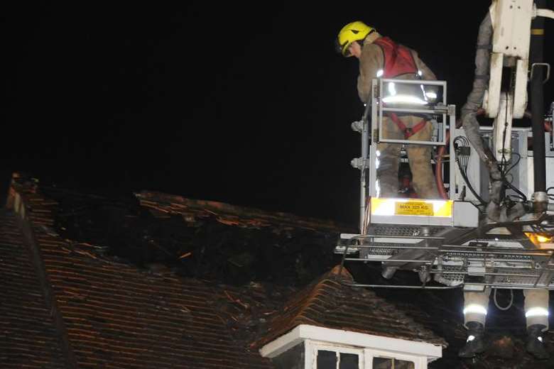 A huge hole in the roof of Webbs of Tenterden. Picture: Paul Amos