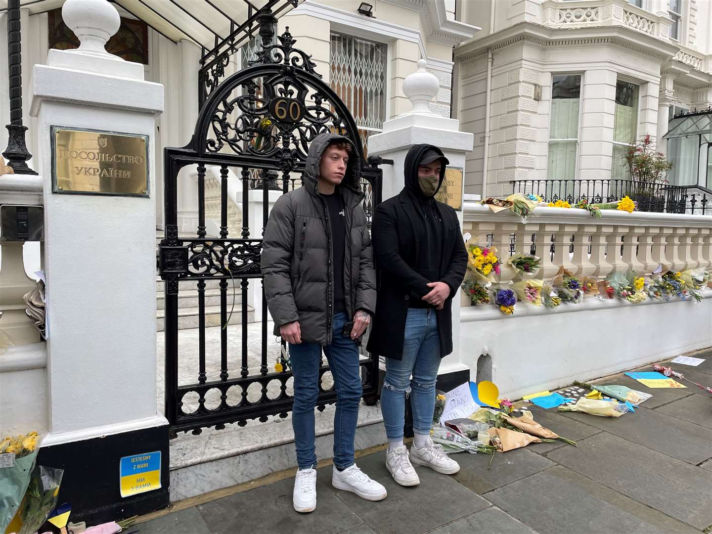 Former military personnel Tom, 20 (left), and Lukas, 21, say they are ‘definitely not’ scared to fight in Ukraine (Sophie Wingate/PA)