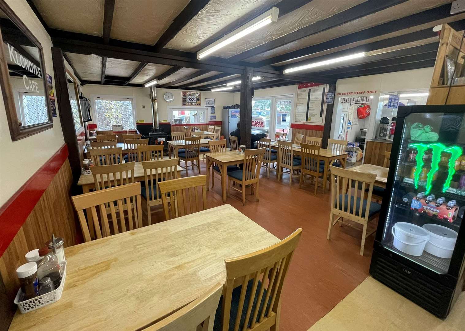 All tables were empty just before noon in Klondyke Cafe in Halfway Road, Sheppey. Picture: Joe Crossley