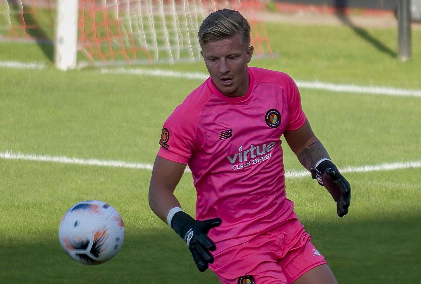 Ebbsfleet keeper Chris Haigh has made a quick recovery from a double leg break. Picture: Ed Miller/EUFC