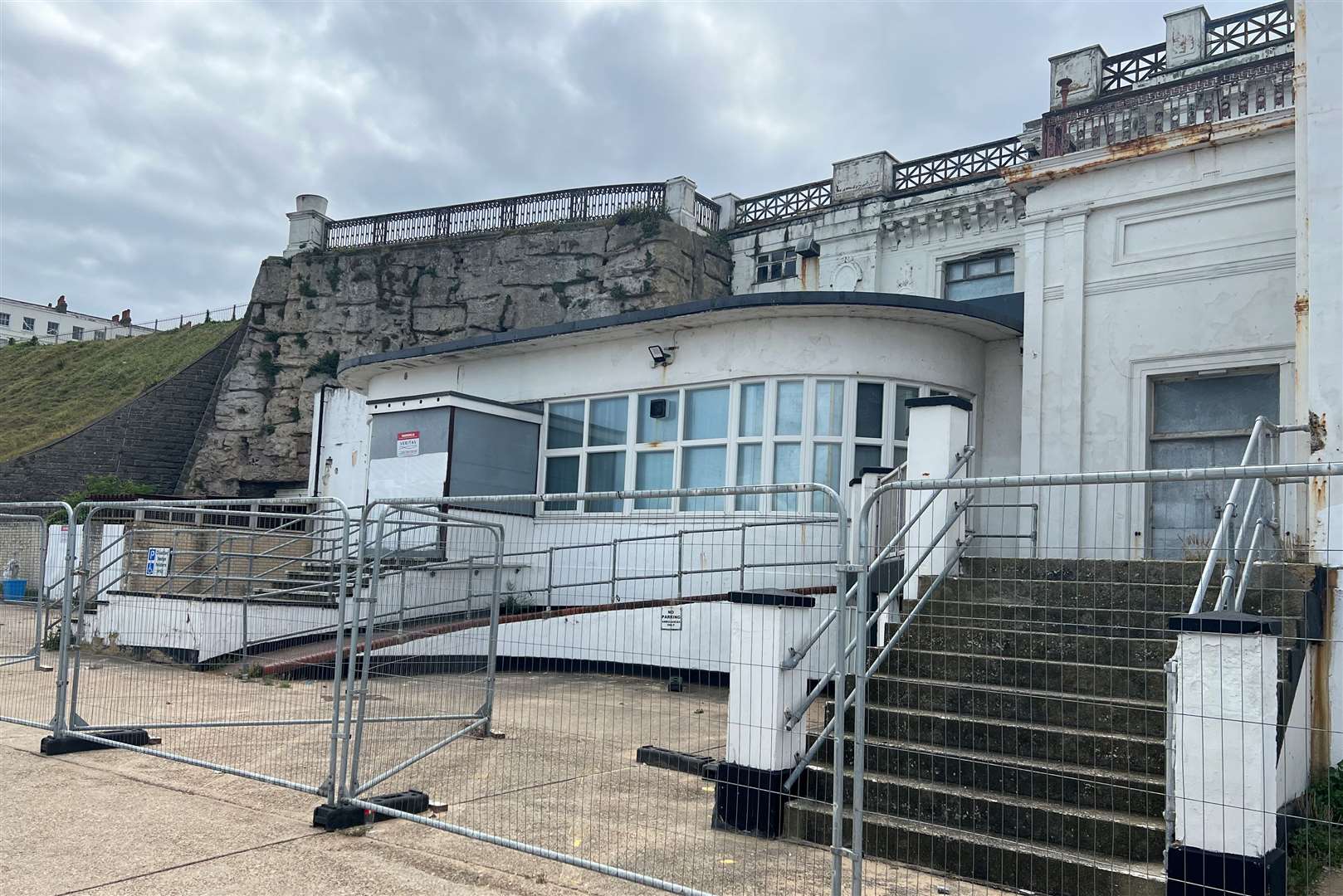 The back of the Winter Gardens venue - ringed with steel fences