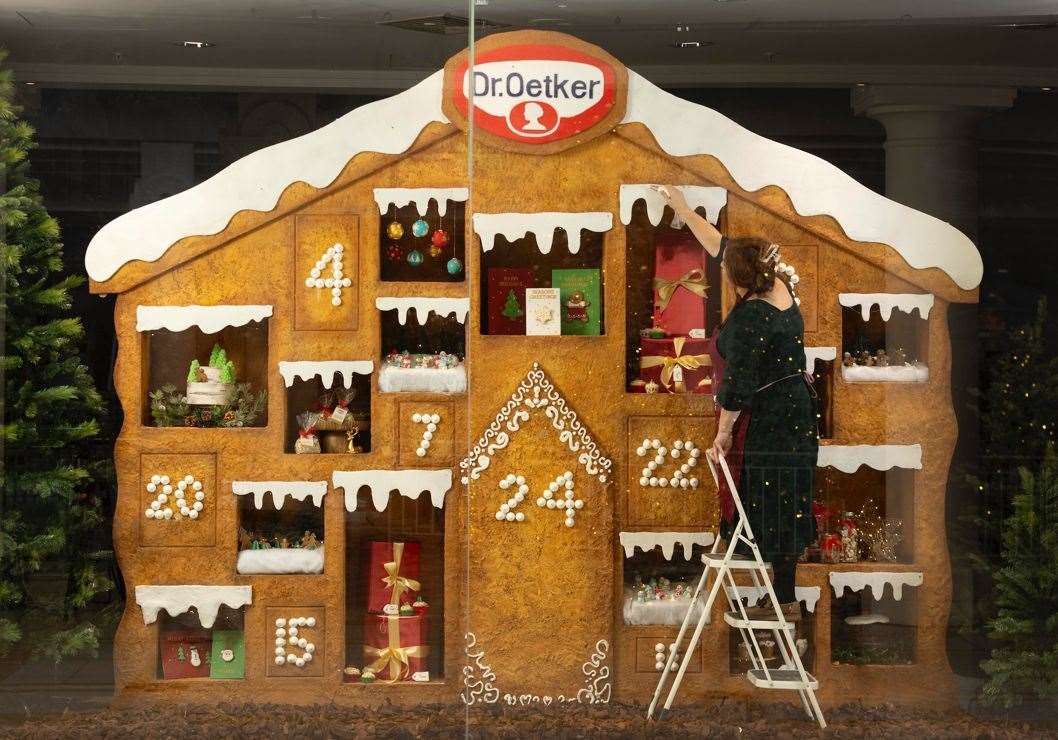 The giant gingerbread cake advent calendar has been created by Dr Oetker