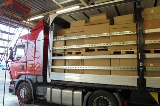 Trznadel's lorry. The large boxes had the car parts and the small ones on top had the tobacco. Picture courtesy of HM Revenue and Customs