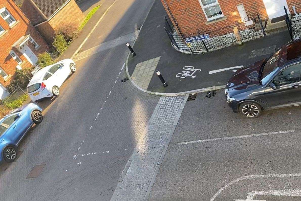 Sometimes, for larger vehicles it can be difficult to turn into the street via Eveas Drive due to the way cars are parked. Picture: Hollie Wells