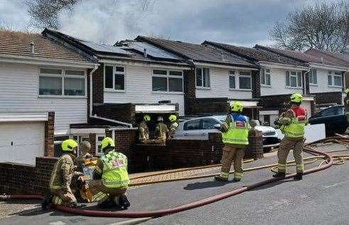 A terraced house caught alight in Biggin Hill, Bromley. Picture: London Fire Brigade