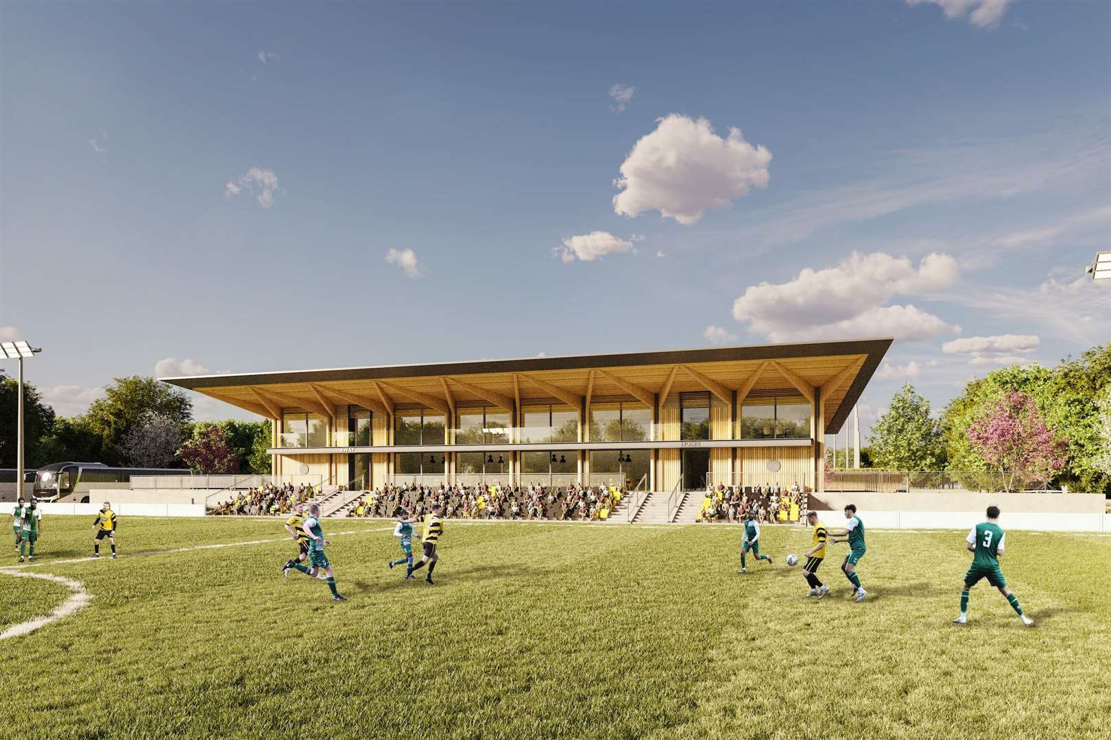 A CGI illustrating how the new Oast Park Sports Hub might look. Image: Hollaway Studio