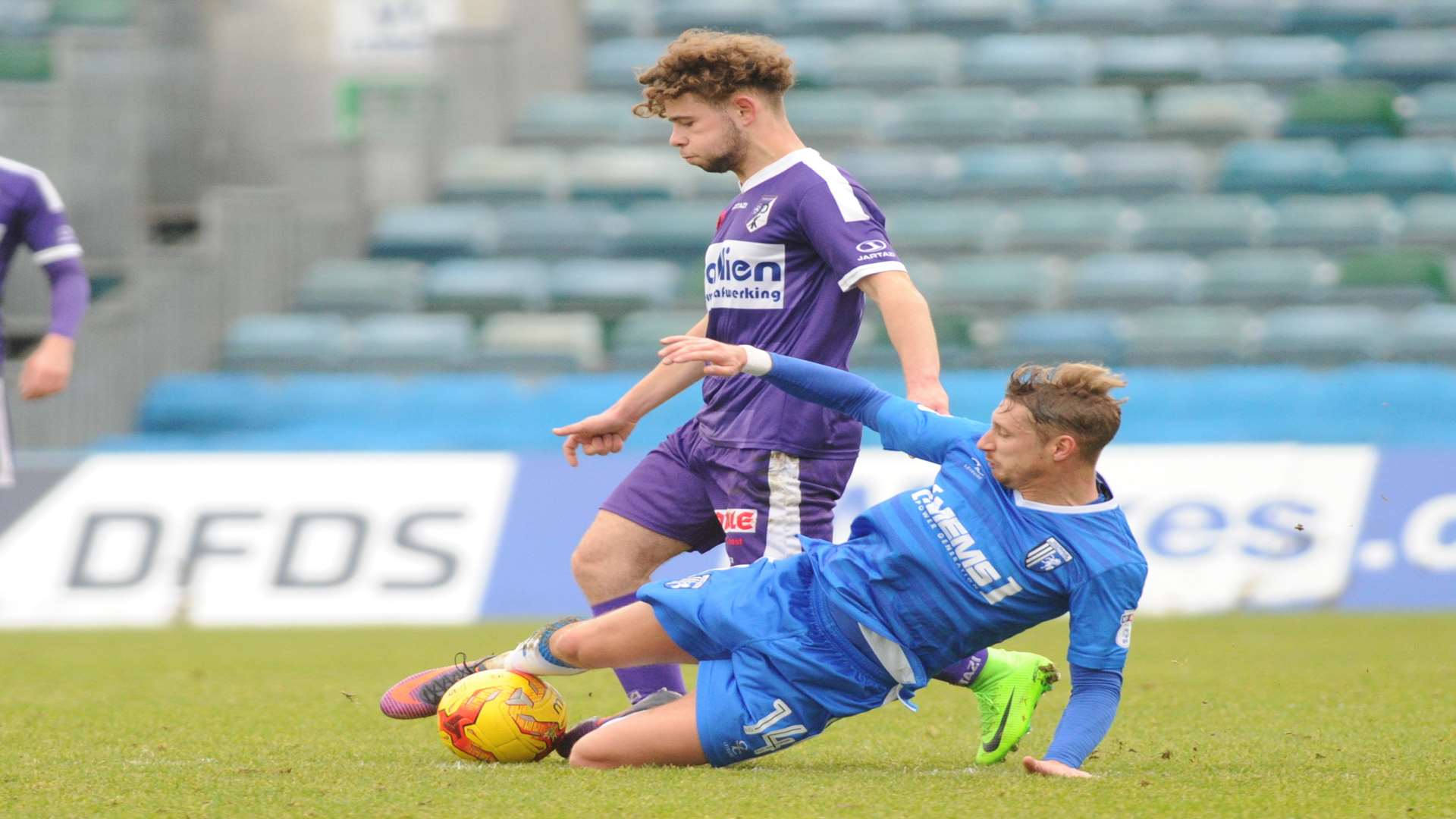 Lee Martin getting a challenge in on Tuesday Picture: Steve Crispe