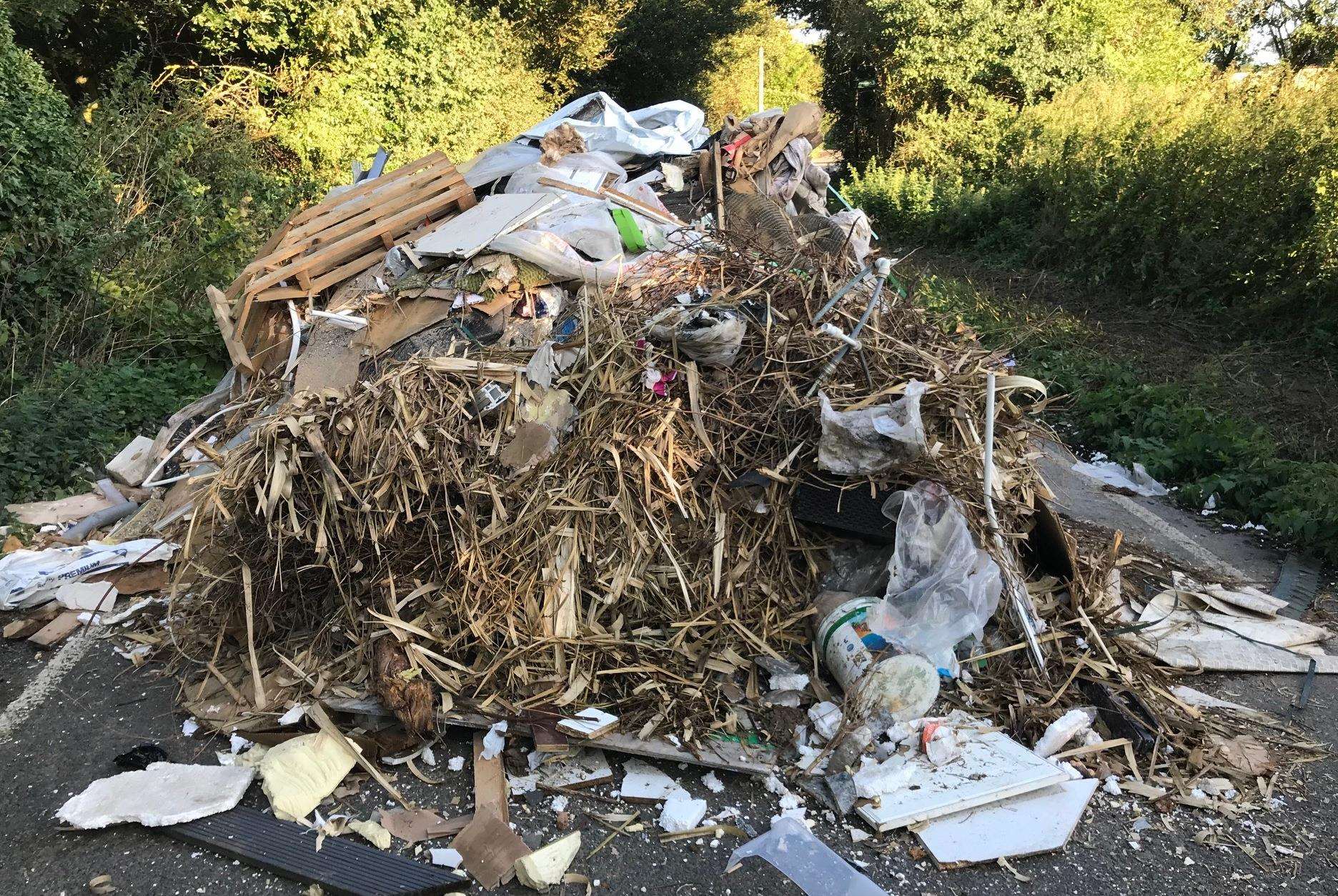 Fly-tipped waste in School Lane, Iwade